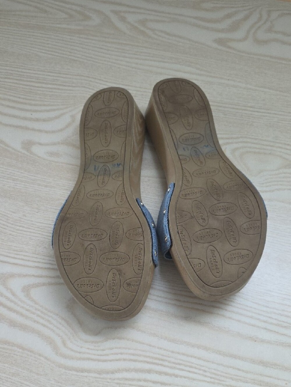 Dr. Scholl's Denim Slide Mules with Gold Accent - Picture 3 of 6